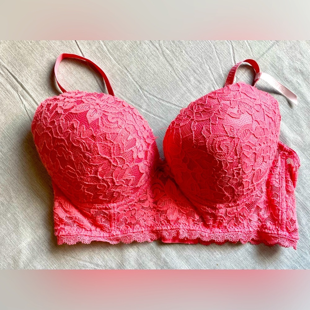 Daisy Fuentes 38C coral lace push up bra
